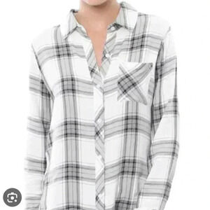 Rails Hunter Plaid Button Down Shirt Black White XS